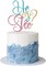 He Or She Cake Topper - Blue and Pink Glitter Baby Shower, Gender Reveal, Boy or Girl Happy Birthday Party Decoration (Blue and Pink)
